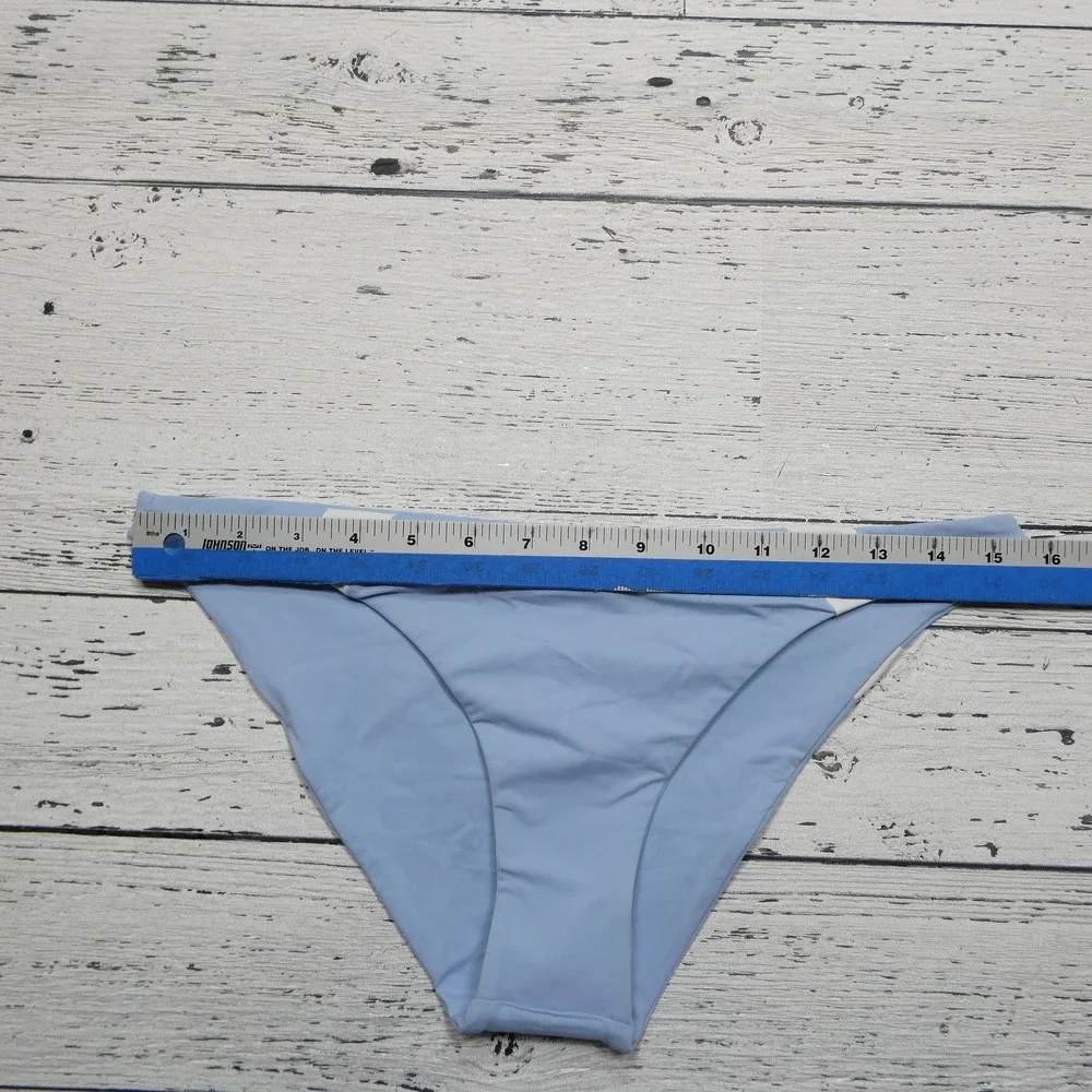 L Space Johnny Bikini Bottom Womens‎ Large Blue White Swimwear Made USA CBJHC18